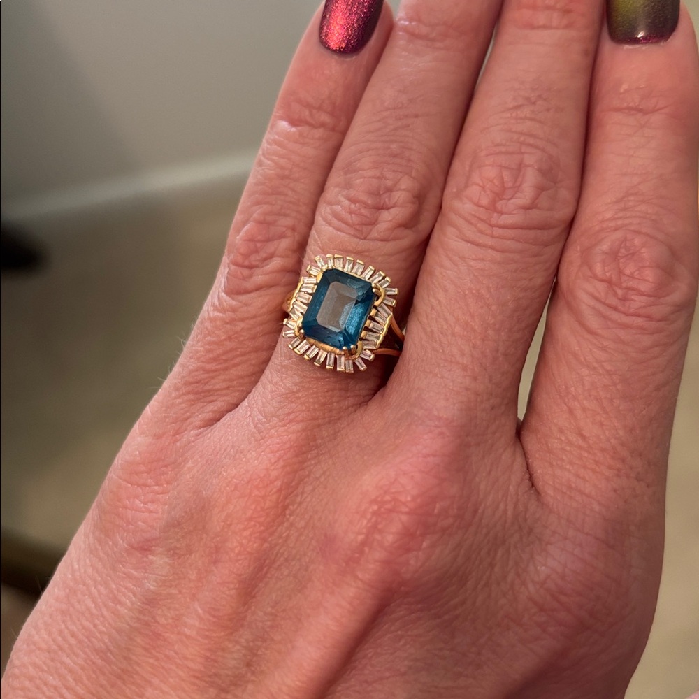 4 CT LEVIAN DEEP BLUE SEA TOPAZ RING - Picture 2 of 8